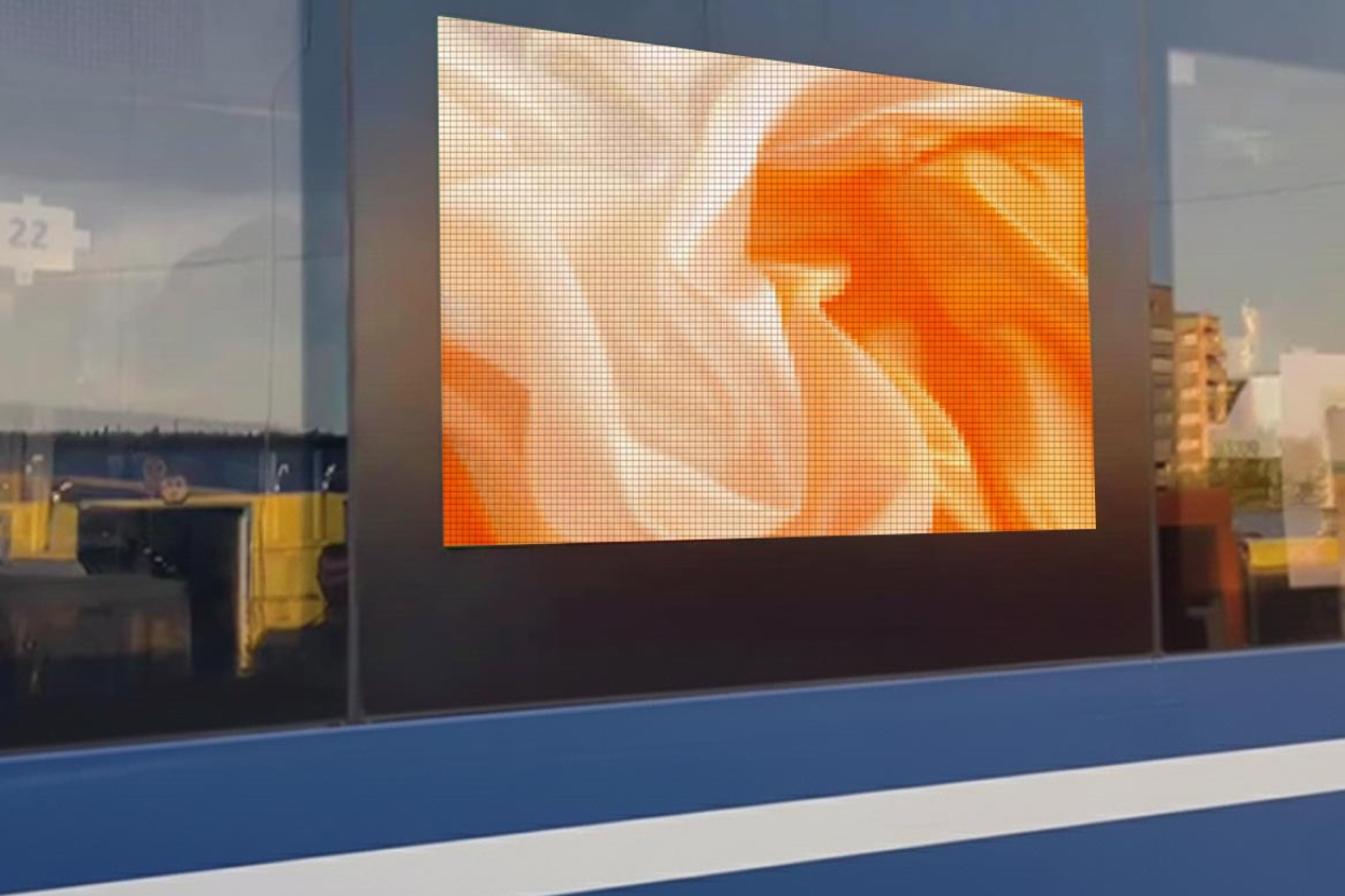 Dual-Sided Bus Screen Advertising in buses in Russia