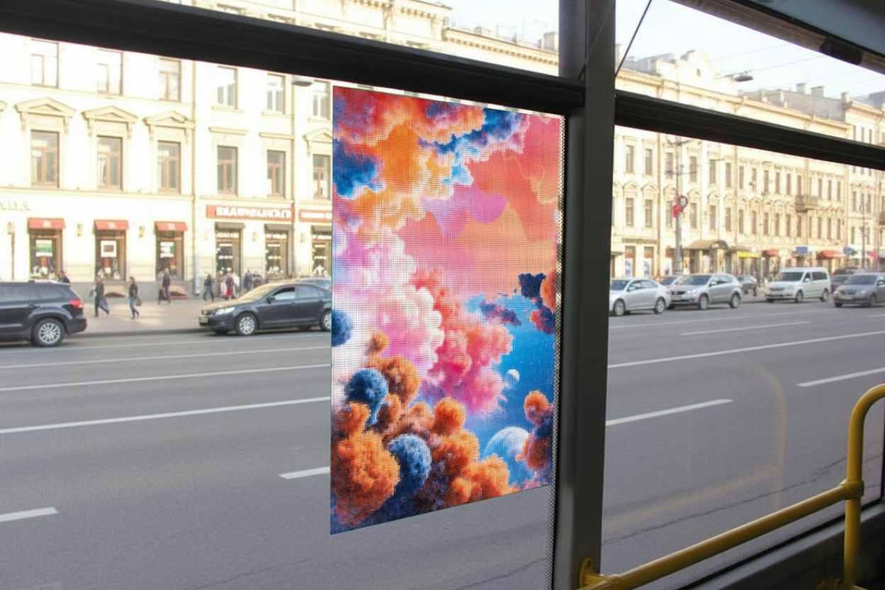 Sticker Advertising in buses in Russia