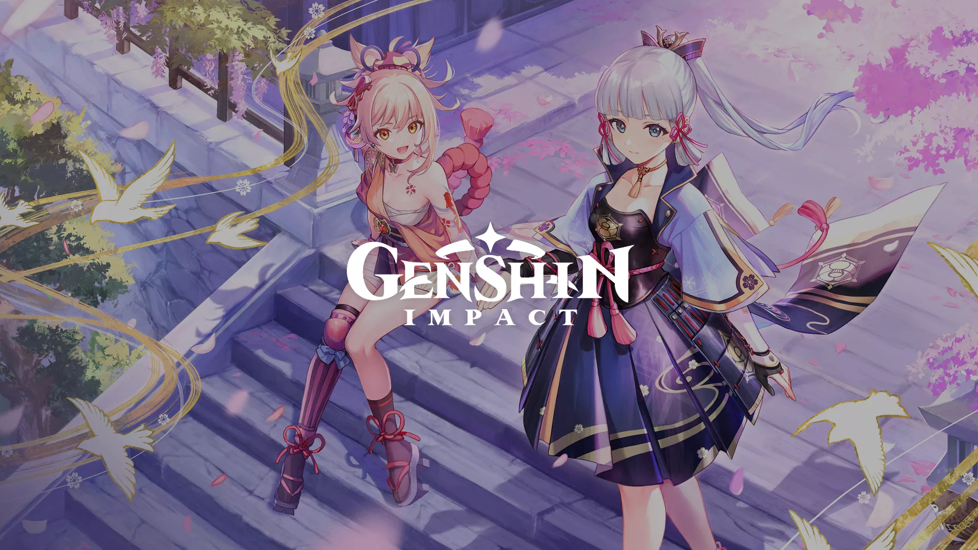 Promotional artwork for Genshin Impact featuring anime-style characters in a fantasy setting, used in the case study on Russia-Promo.
